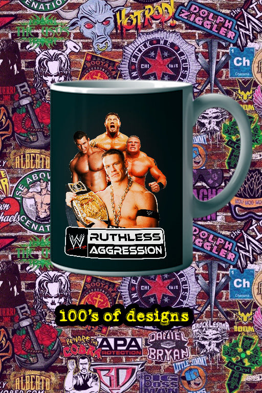 RUTHLESS AGGRESSION 11oz Mug | WWE John Cena Image | Unique Wrestling Fan Gift