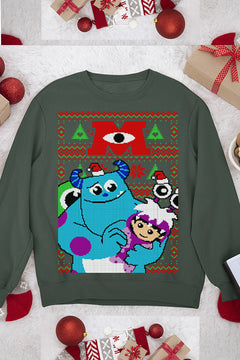 UGLY Limited Edition Monster Inc Christmas Sweatshirt | Monster Inc Christmas Ugly Sweater Design | Retro