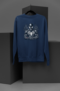 "Spider-Skull Armor Sweatshirt | Black Marvel Comics Graphic | Edgy Superhero Design | Unleash Your Inner Hero"