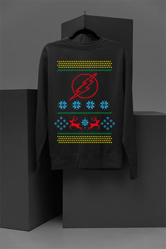 UGLY Flashy Christmas Delight | DC The Flash Logo | Holiday Speedster Fun | Retro Era