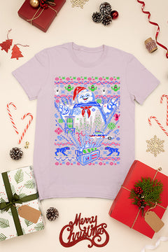 KIDS UGLY Ghostbusters Marshmallow Man Christmas T-shirt | Kids Christmas Ugly Design |