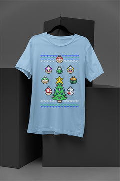 "UGLY Retro Super Mario Bros Christmas Tee | 8-Bit Holiday Gamer Shirt | Nost