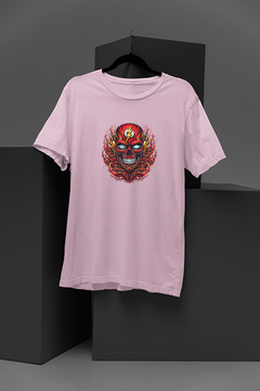 "Speedster Style: The Flash Robotic Skull Graphic Tee | DC Comics Fan Fashion | Edgy Superhero Shirt"