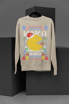 UGLY Retro Pacman Christmas Sweatshirt | Vintage Arcade Gaming | Festive Ugly Design |