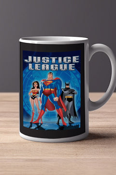 Justice League 11oz Mug | DC Comics | Superman, Batman, Wonder Woman | TV Show Poster Design