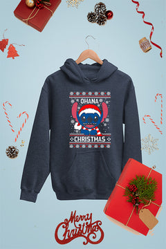 KIDS UGLY Ohana Christmas Hoodie | Lilo and Stitch Ugly Sweater Design