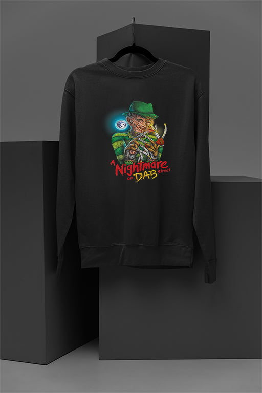 Horror A Nightmare on Dab Street | Weed Freddy Kruger Mashup Cozy Pullover | Warm Halloween Sweatshirt