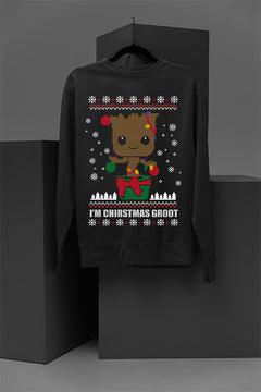 UGLY Marve Baby Groot I Am Christmas Groot | Marvel Christmas Sweatshirt | Holiday Funny