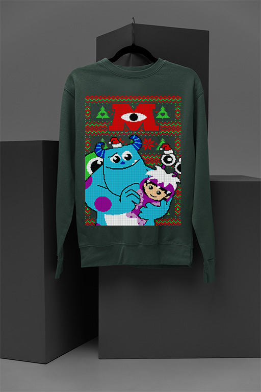 UGLY Limited Edition Monster Inc Christmas Sweatshirt | Monster Inc Christmas Ugly Sweater Design | Retro
