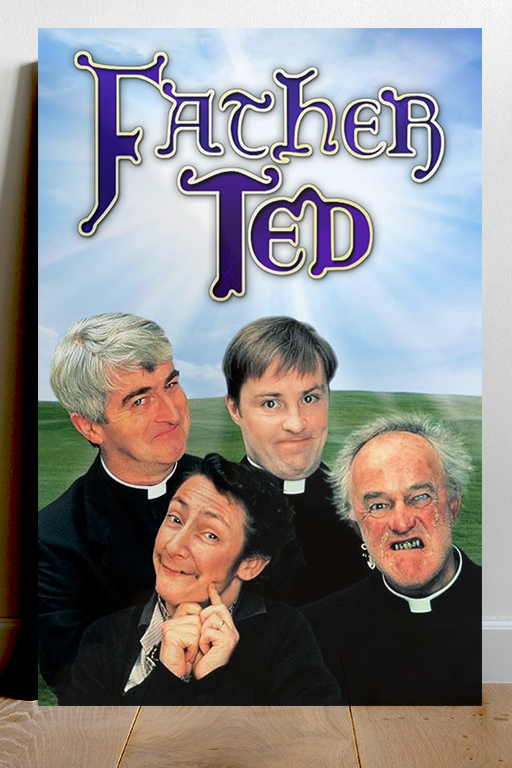 Father Ted Dermot Morgan Premium Gloss Poster | Irish Comedy TV Show | Ted Crilly Design | Skeletal Nuns | Unique Pop Art Poster