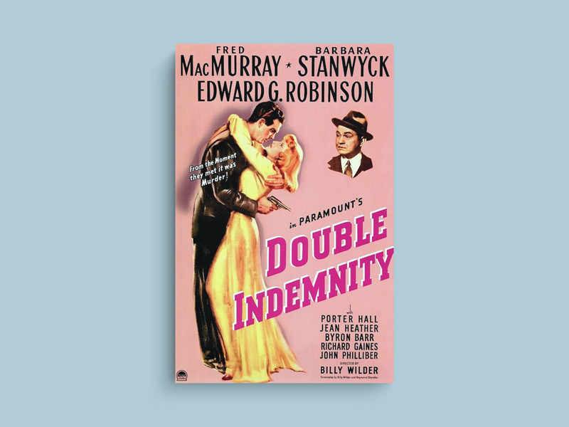 Double Indemnity Canvas Print | Classic Film Noir Art | Barbara Stanwyck Fred MacMurray Poster | Vintage Movie Decor | Wall Hanging Art