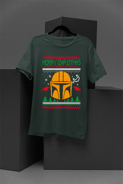 UGLY Mandalorian Holiday Cheer Christmas T-Shirt | Beskar Armor | Grogu | Bounty Hunter |