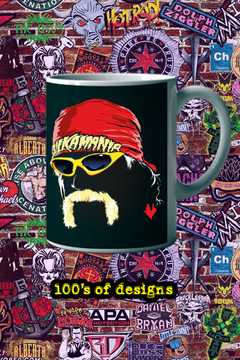 HULKAMANIA Mug | 11oz Hulk Hogan Graffiti Face Cup | Retro Wrestling Icon Coffee Gift