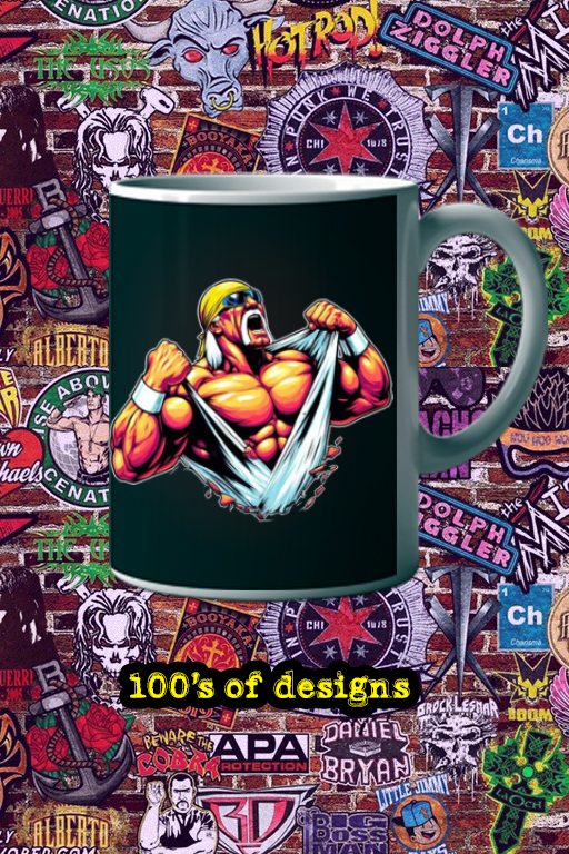 Hulk Hogan Shirt Rip 11 oz Mug | Cartoon Style Wrestling Mug | Hulkamania Tribute Cup